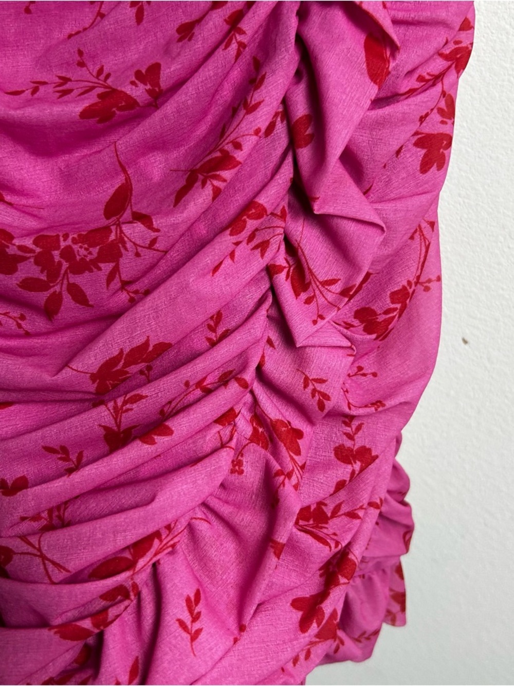 NWT Wild Fable sleeveless tube ruched ruffle mini bodycon floral dress size: M - Picture 6 of 13